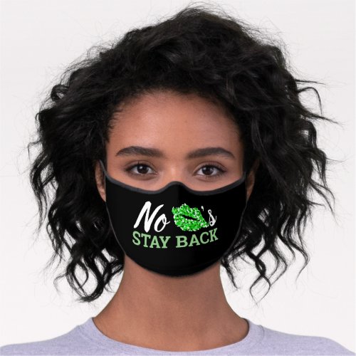 Funny Kiss Green Lips Mouth Black Premium Face Mask