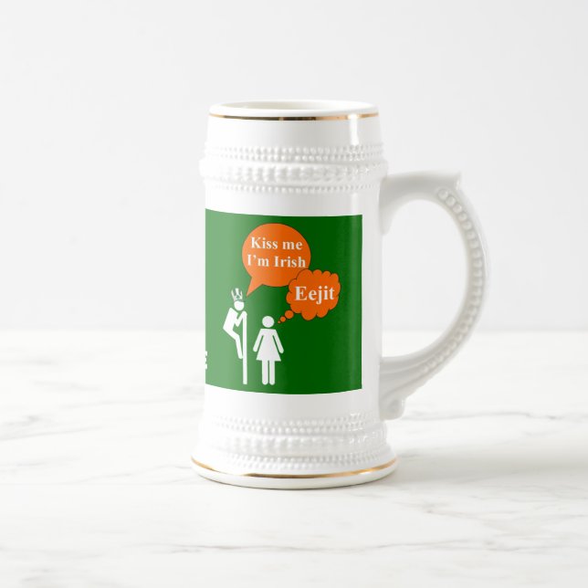 Funny kiss me I'm Irish Beer Stein (Right)