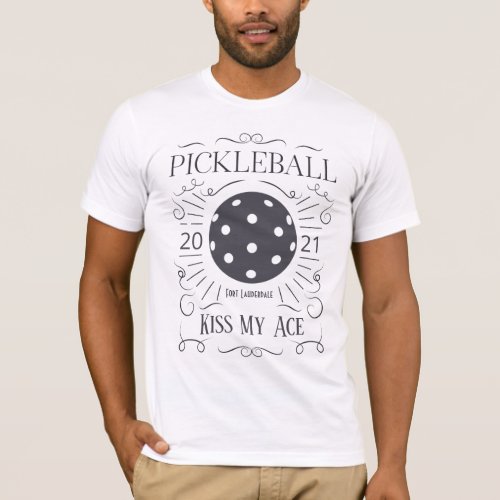 Funny Kiss My Ace Retro Gray Pickleball T_Shirt