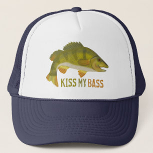 Funny Kiss My Bass Fish Fishing Angler Humor Trucker Hat