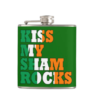 Funny kiss my shamrocks flask