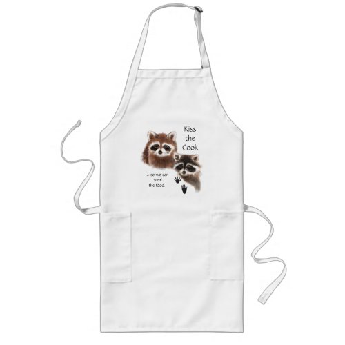 Funny Kiss the Cook Raccoon Apron