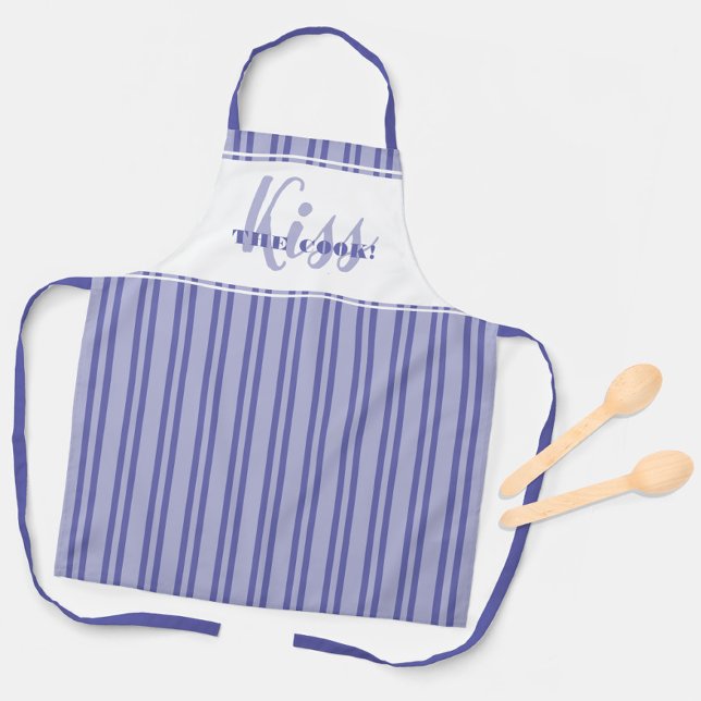 Funny Kiss The Cook Trendy Modern Humor Periwinkle Apron (Funny Kiss The Cook Trendy Modern Humor Periwinkle Apron)