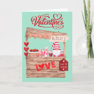 Funny Kissing Booth Gnome Valentine Holiday Card
