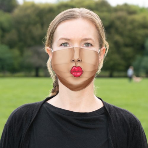 Funny Kissing mouth _ Dark Complexion Adult Cloth Face Mask