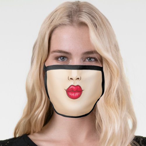 Funny Kissing mouth _ Light Complexion Face Mask