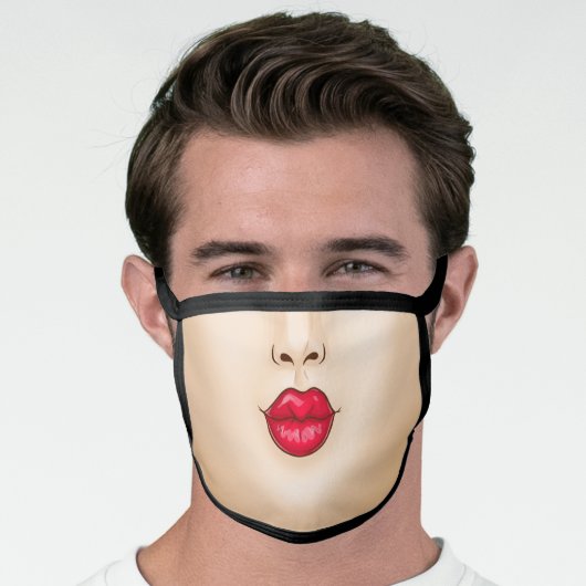 Funny Kissing mouth - Light Complexion Face Mask (Worn Him)