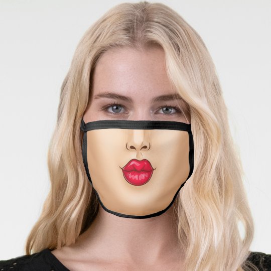 Funny Kissing Mouth Medium Complexion Face Mask