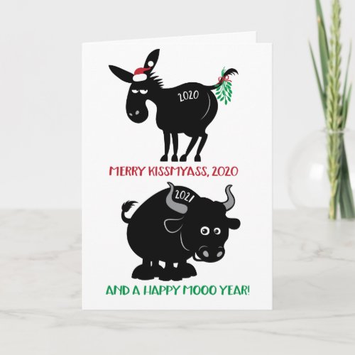 Funny Kissmyass 2020 Moving On To 2021 Year Of Ox Holiday Card