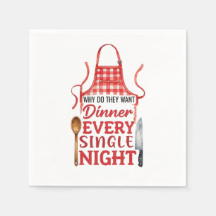 Funny Kitchen Apron Design Napkins