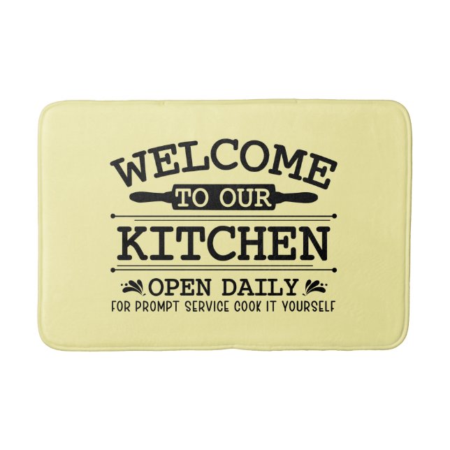 Funny kitchen cooking word art  bath mat (Front)