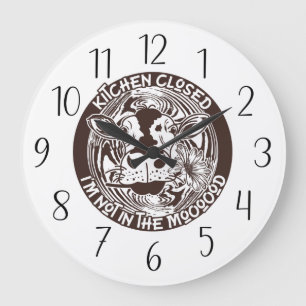 funny kitchen cow mood  large clock
