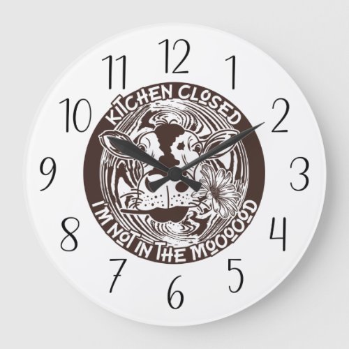 funny kitchen cow mood  large clock