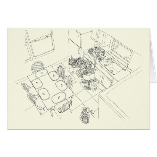 Funny Kitchen Family Shopping Mess From Above Art (Front Horizontal)