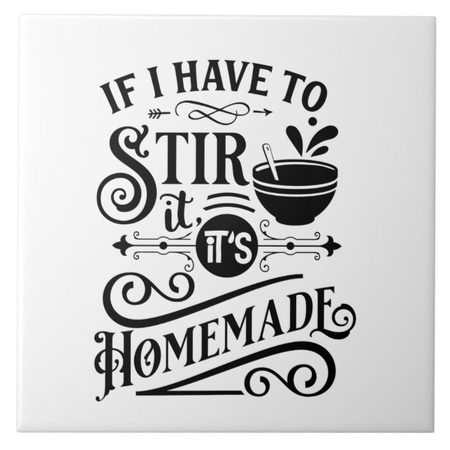 funny kitchen homemade word art ceramic tile (Front)