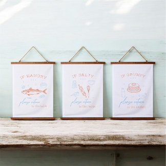 Funny Kitchen Humor Foodie Quote Poster Set Hanging Tapestry