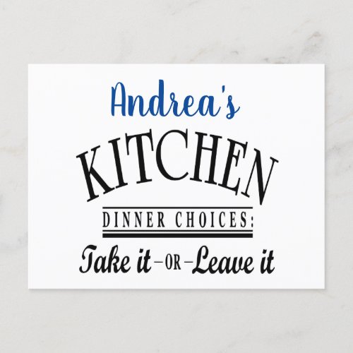 Funny Kitchen  Personalized Name Postcard