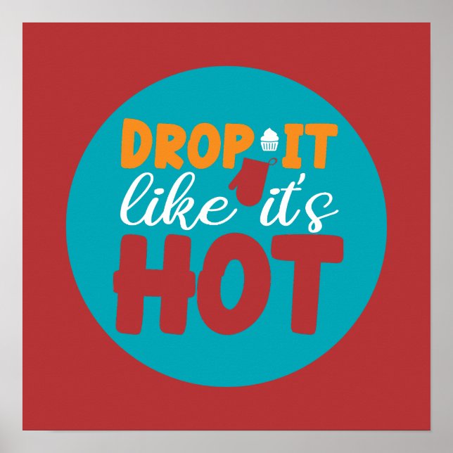 Funny Kitchen Pun Typography Trendy Retro Color Poster (Front)