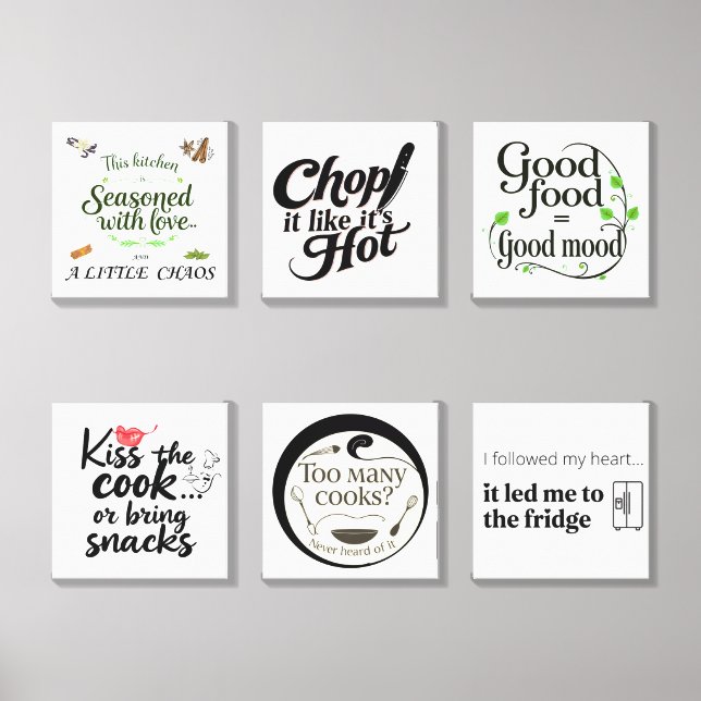 FUNNY KITCHEN QUOTES CANVAS PHOTO TILE  (Front Set)