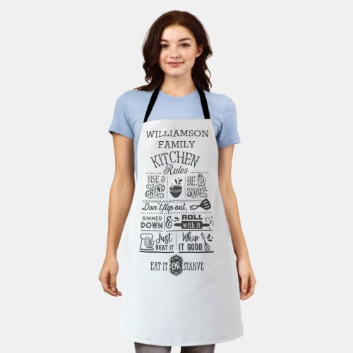 Funny Kitchen Rules Subway Art Personalized  Apron