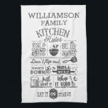 Funny Kitchen Rules Subway Art Personalized Kitchen Towel<br><div class="desc">Funny Kitchen Rules Subway Art Personalized Kitchen Towel</div>