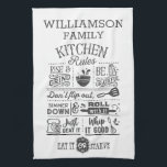 Funny Kitchen Rules Subway Art Personalized Kitchen Towel<br><div class="desc">Funny Kitchen Rules Subway Art Personalized Kitchen Towel</div>