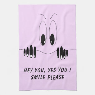 Funny Kitchen Towel with Curiosity Eyes - Smile