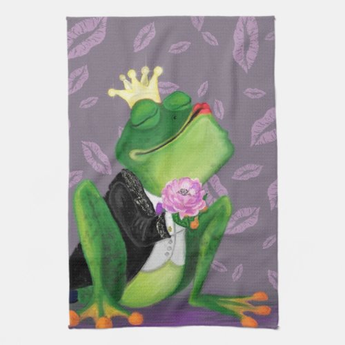 Funny Kitchen Towel with Frog Prince _ Kiss