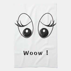 Funny Kitchen Towel with Playful Curious Eyes Woow