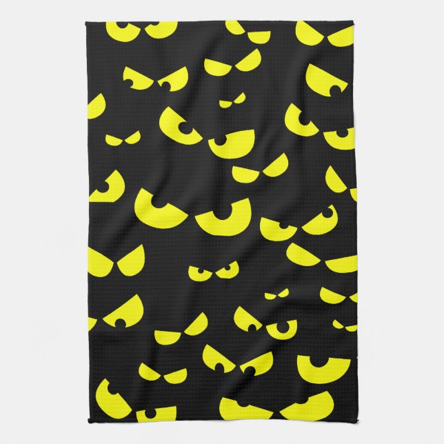 Funny kitchen towel with yellow angry eyes (Vertical)