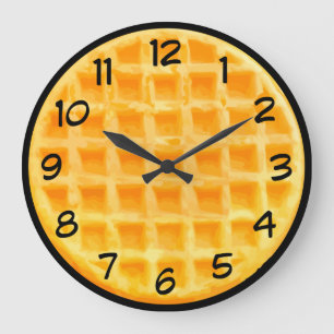 Funny Kitchen Waffle Theme Wall Large Clock