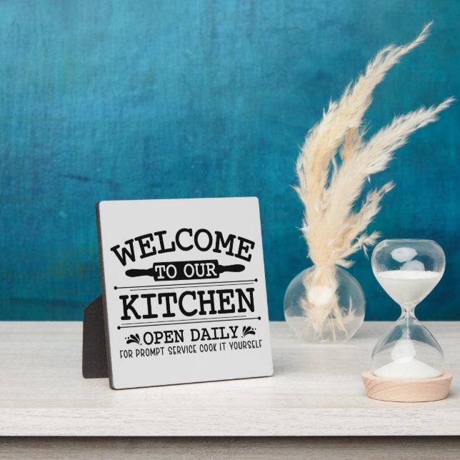 funny kitchen welcome cook yourself word art plaque (Insitu)