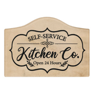 funny kitchen word art decor Door Sign