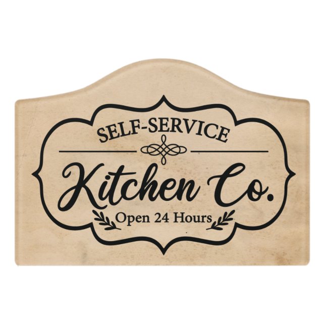 funny kitchen word art decor Door Sign (Small Crest Front)