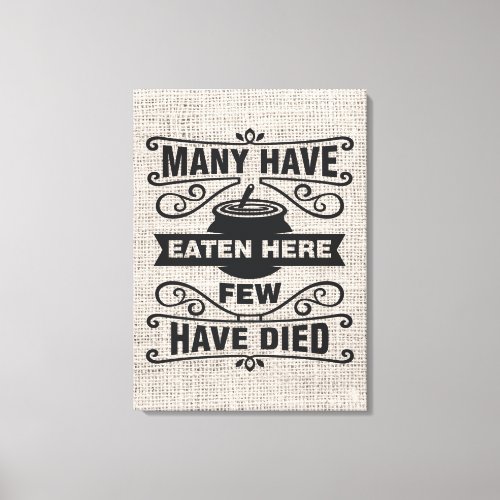 funny kitchen word art faux Burlap Canvas Print