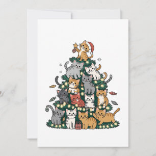 Funny Kitten Christmas Tree Cat Pet Animal Lover Invitation