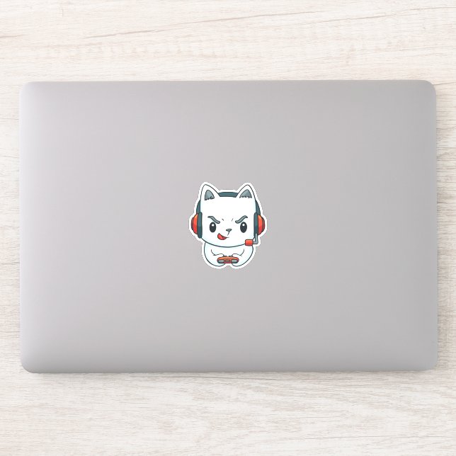 Funny Kitten Gamer  Sticker (Computer)