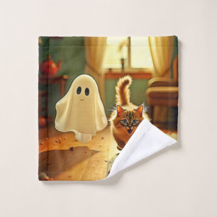 Funny Kitten Spooky Friend Bath Towel Set