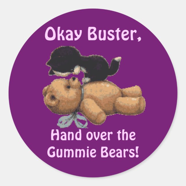 Funny Kitten & Teddy Bear Stickers (Front)