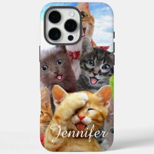 Funny kittens in green field. iPhone 16 pro max case