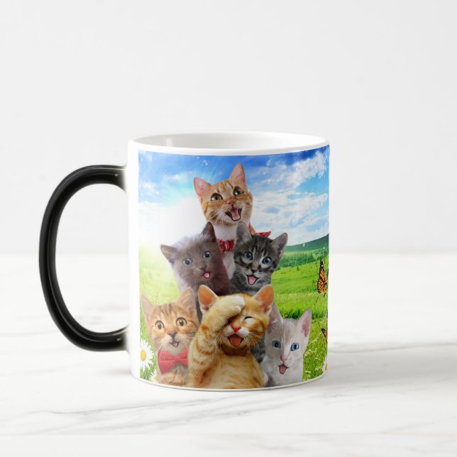 Funny kittens in green field.                      color morph mug  (Left)