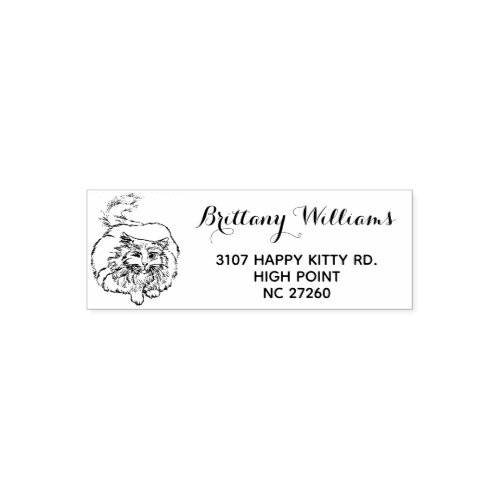 Funny Kitty Art Winking Persian Cat Return Address Self_inking Stamp