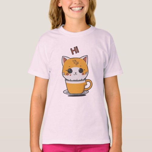 funny kitty cartoon illustration T_Shirt