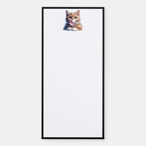 Funny Kitty Cat Blowing Bubbles Gum Pink Fridge  Magnetic Notepad