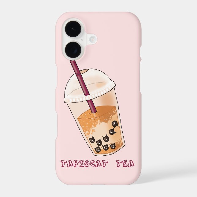 Funny Kitty Cat Bubble Tea Pun | Tapiocat Tea Iphone Case (Back)