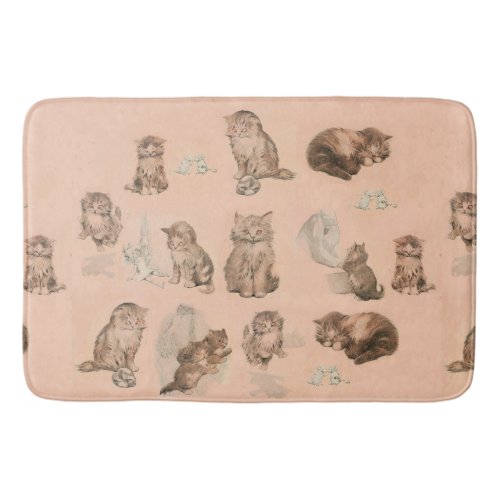 FUNNY KITTY CAT STORIES IN PINK BATH MAT