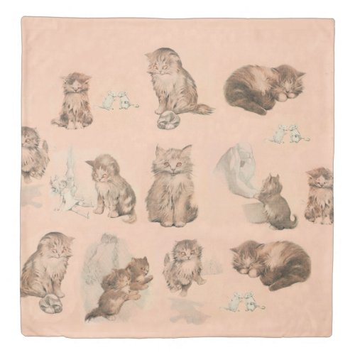 FUNNY KITTY CAT STORIES IN PINK DUVET COVER