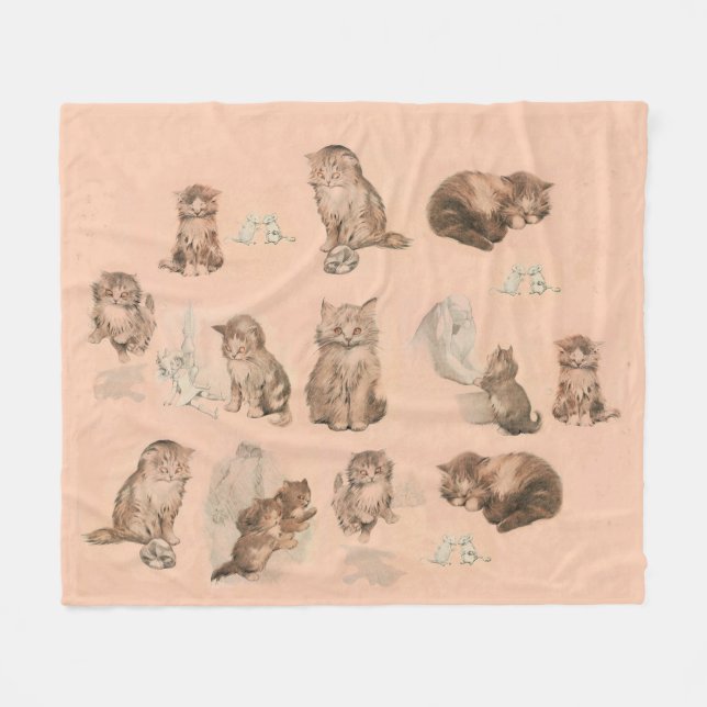 FUNNY KITTY CAT STORIES IN PINK FLEECE BLANKET (Front (Horizontal))
