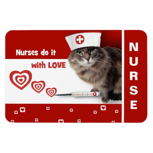 Funny Kitty Nurse Nurses Gift  Magnet