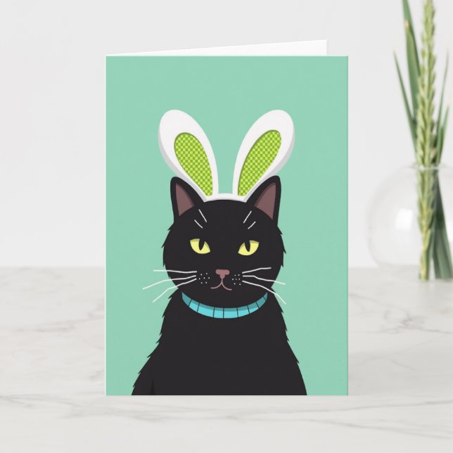 Funny Kitty Rabbit Ears Card (Front)